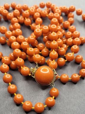 Vintage Orange Beaded Double Strand Necklace